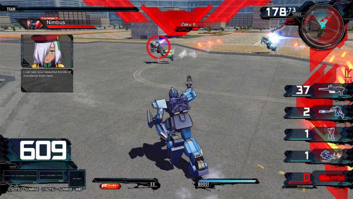 Algunos Gundam se especializan en ataques a distancia.