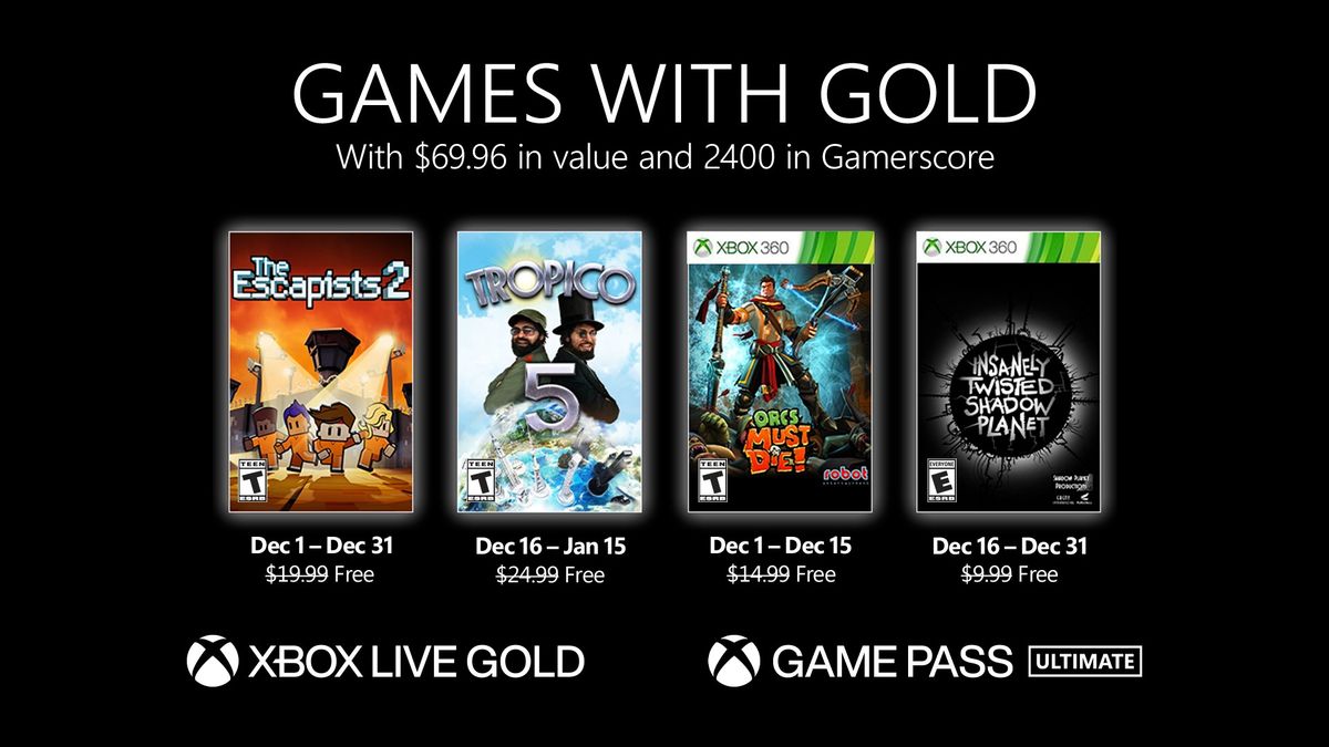 Microsoft anuncia los juegos de Games with Gold de diciembre