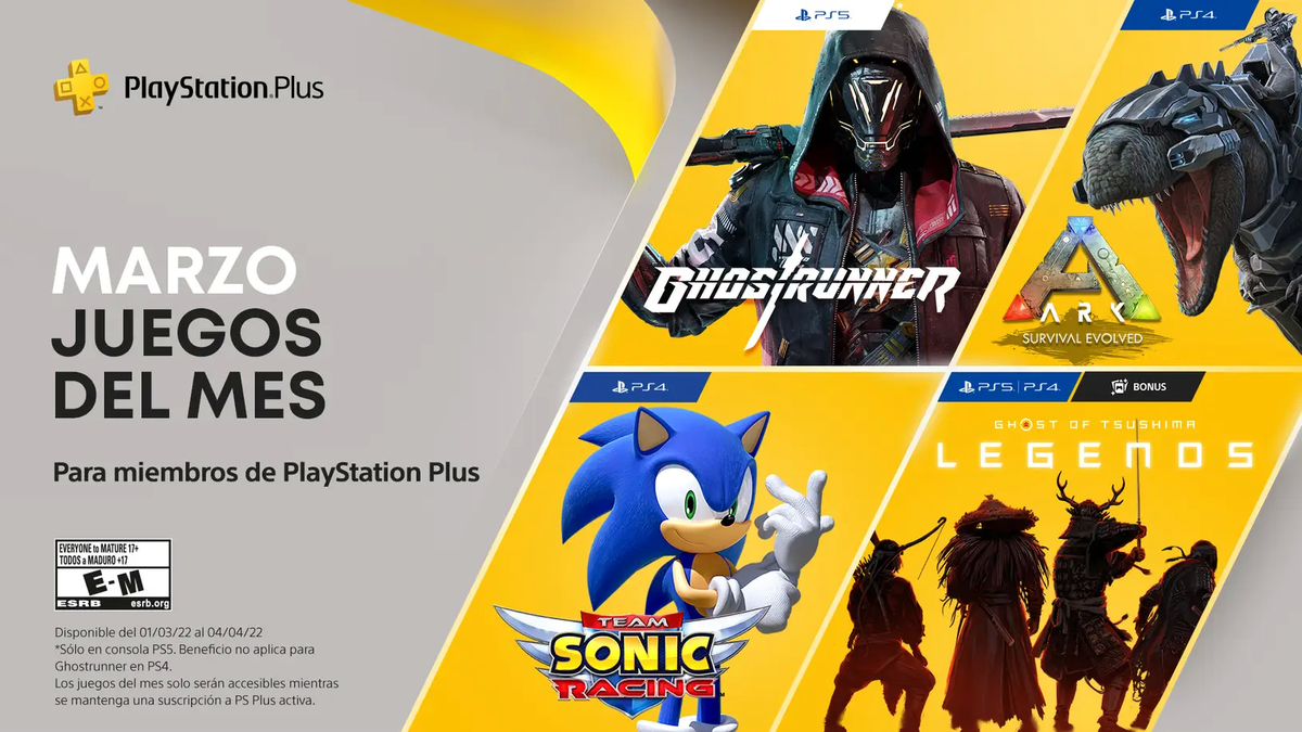 PlayStation Plus: Sony confirma los juegos de marzo 