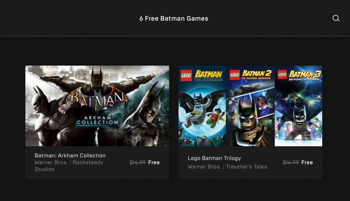 Esta semana Epic Games regala seis juegos de Batman