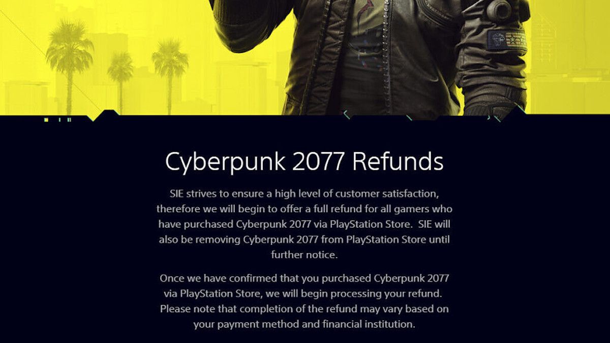 Cyberpunk 2077 suspendido en la tienda de PlayStation